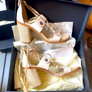 Women’s Rag&Bone Eden Lace Up heeled sandals in Ivory